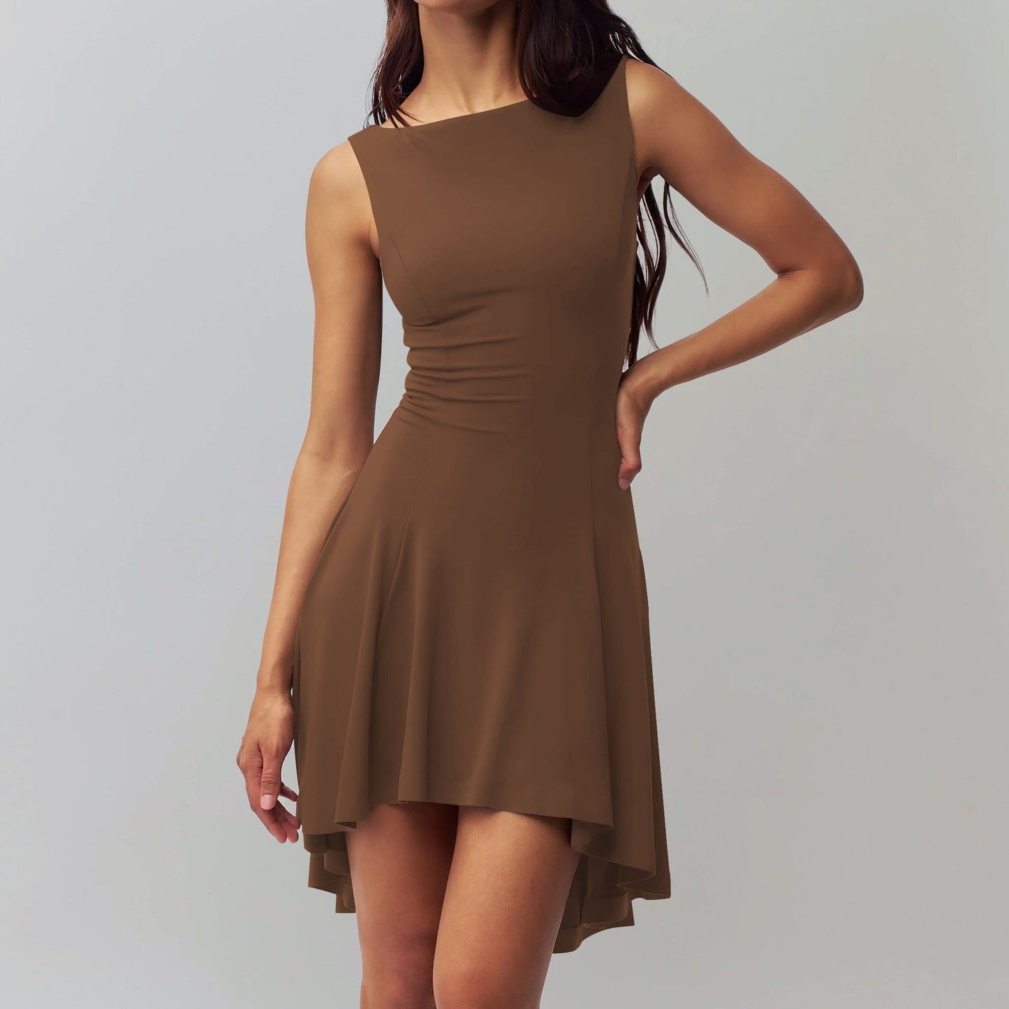 Damen ärmelloses asymmetrisches Kleid Amawinc