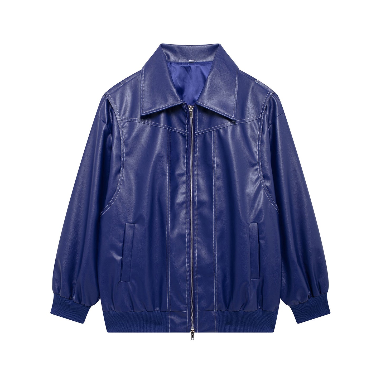 Damen Kunstlederjacke mit lässigem Schnitt und elastischem Saum Amawinc