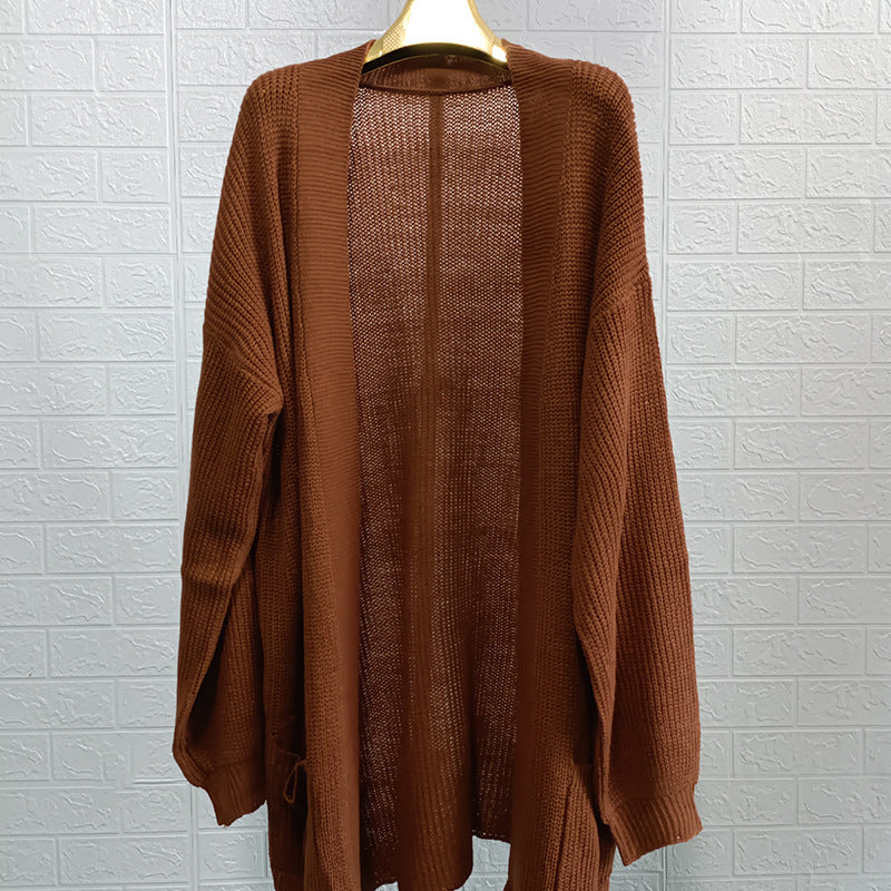 Damen Strickjacke mit offener Front und strukturiertem Design Amawinc