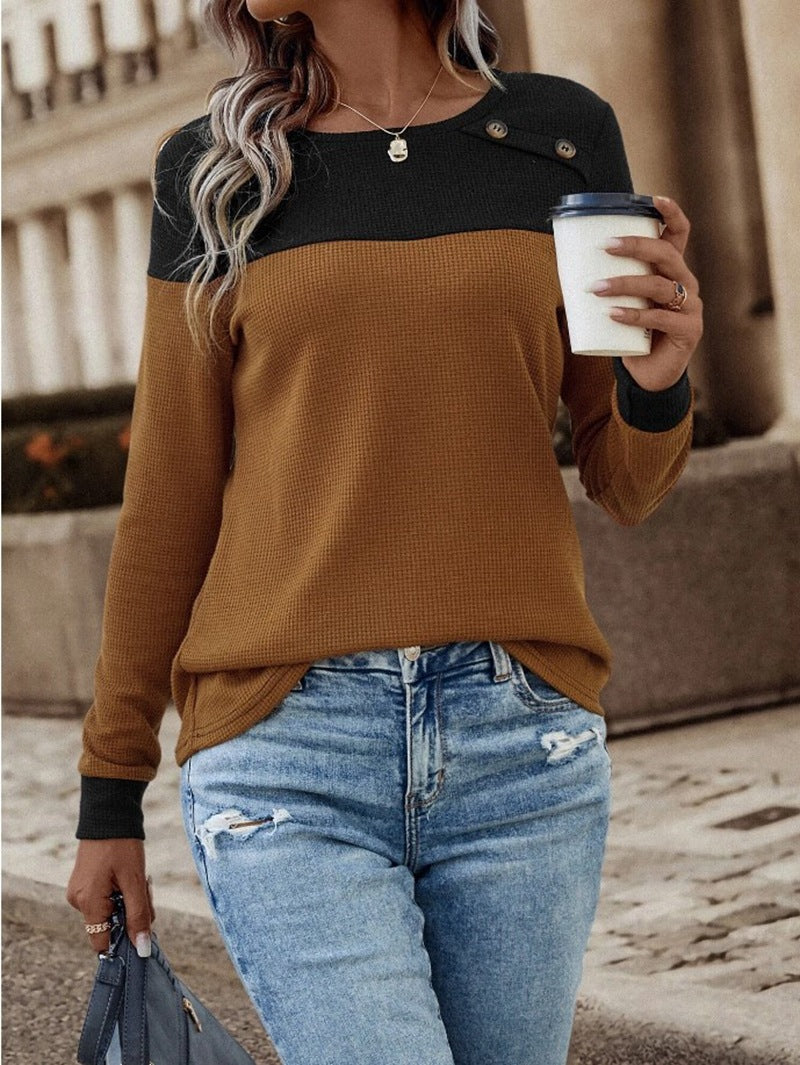 Damen Pullover mit strukturiertem Design und Button-Details Amawinc