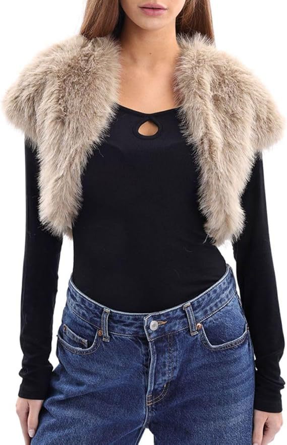 Damen Flauschige Kunstpelzweste im offenen Design Amawinc