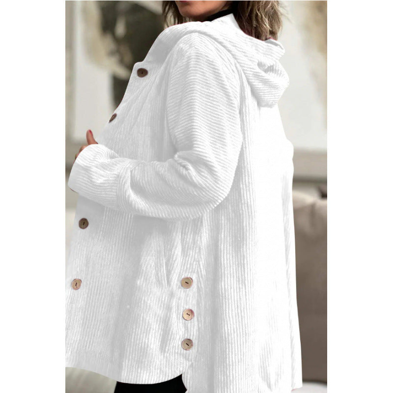 Damen kuschelige Kapuzenjacke aus feinem Cordstoff Amawinc