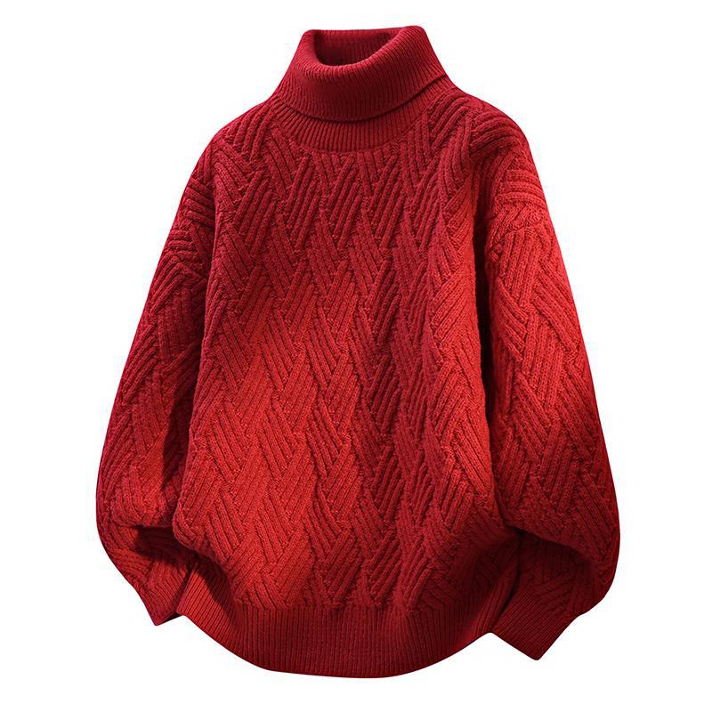 Damen Oversized Rollkragenpullover mit strukturiertem Zopfmuster Amawinc