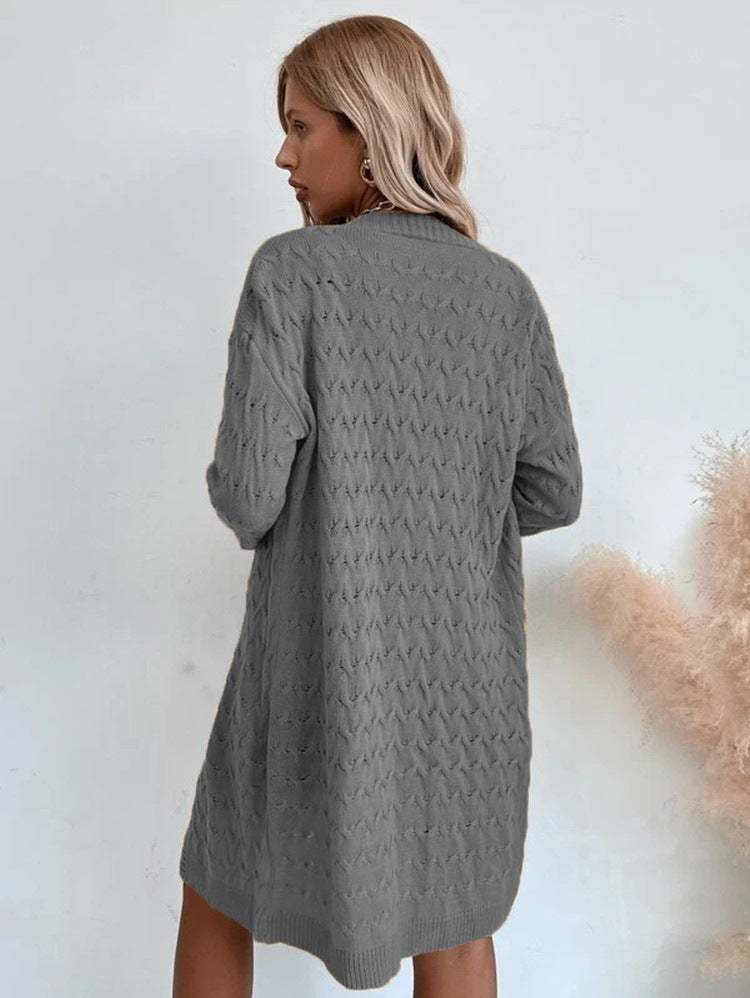 Damen Großer Strickmantel mit strukturiertem Muster und lässigem Schnitt Amawinc