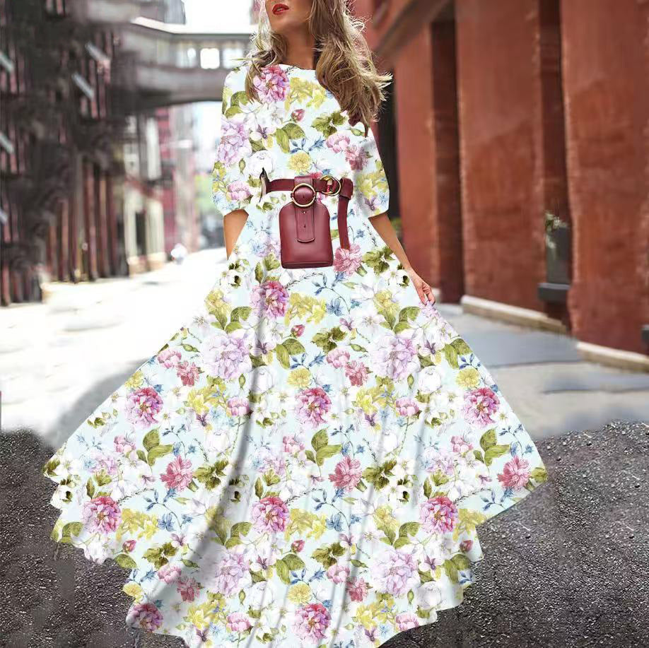 Fudus lässiges, fließendes Maxikleid für den Urlaub