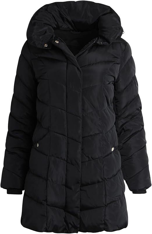 Damen Langer gesteppter Winterparka mit hochgeschlossenem Kragen Amawinc