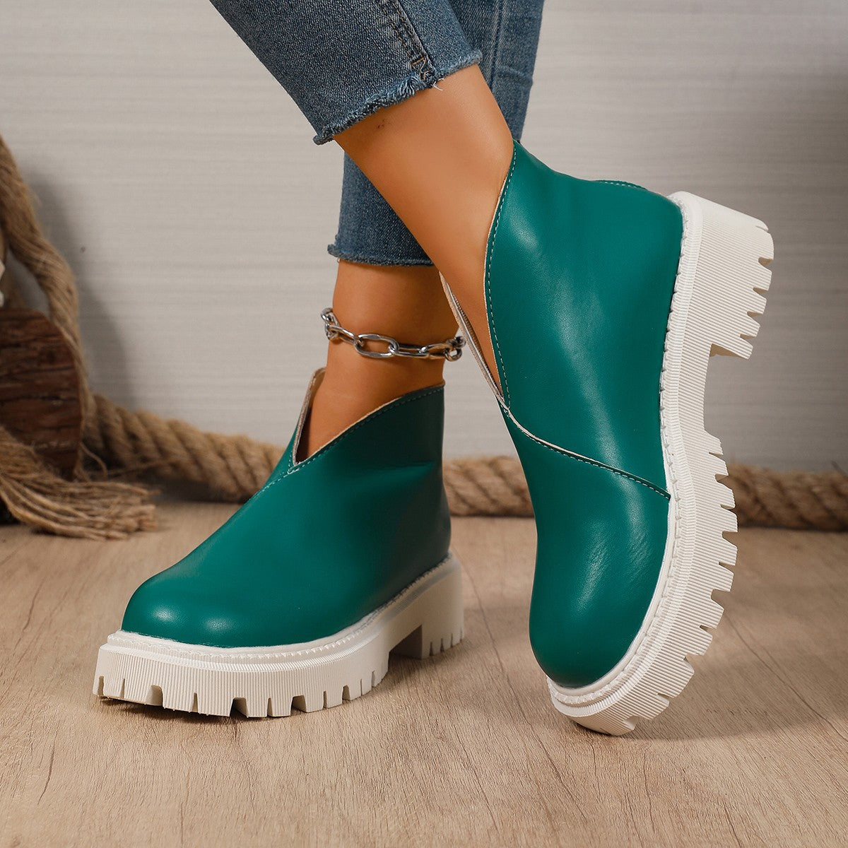 Damen Modische Chelsea-Boots mit trendigem Plateau und rutschfester Sohle Amawinc