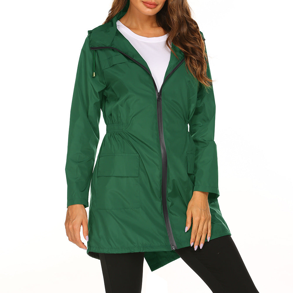 Damen Outdoor-Jacke mit verstellbarer Kapuze und elastischem Bund Amawinc