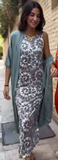 Ensemble Robe Et Cardigan Pour Femme Coupe Ample Maille Légère Longueur Genou Printemps Été