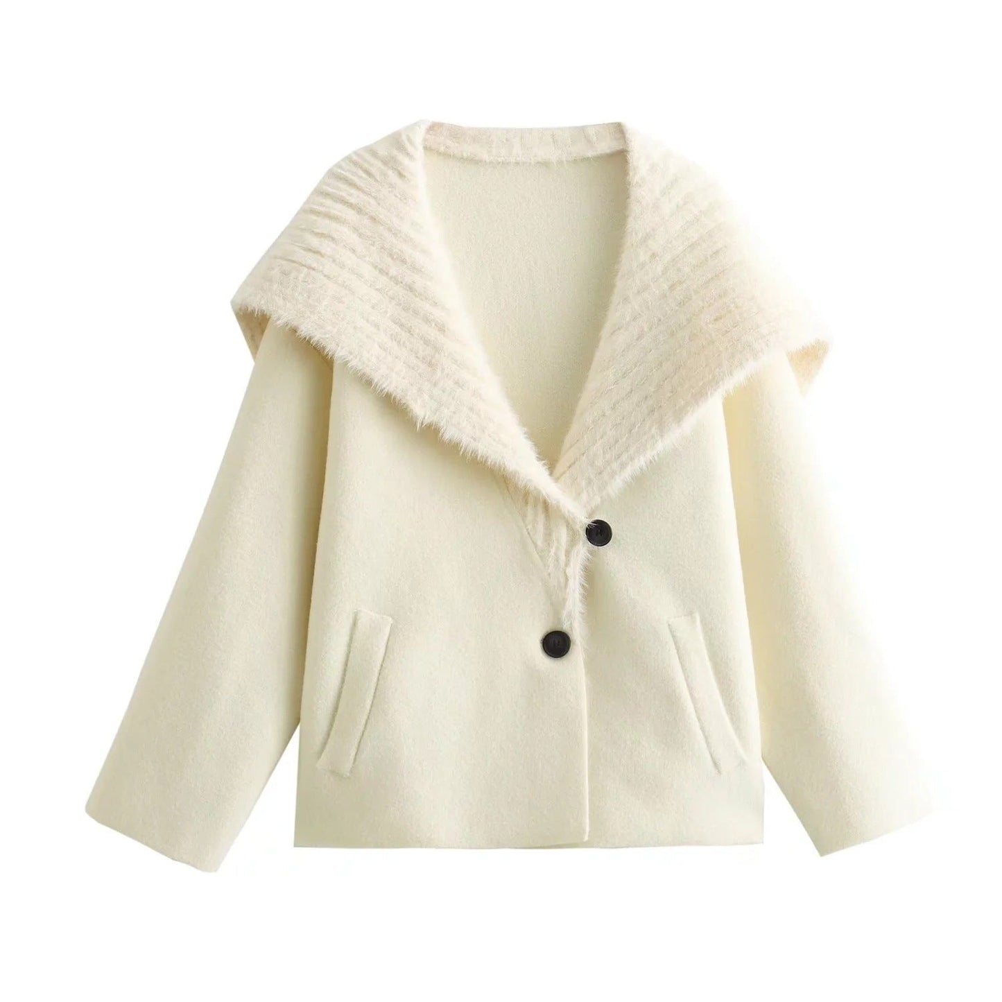 Damen Kuschelige Fleecejacke mit breitem Kragen Amawinc