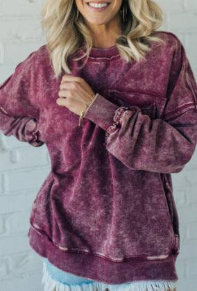 Damen Lässiger Oversized-Sweatshirt mit Rüschendetails Amawinc