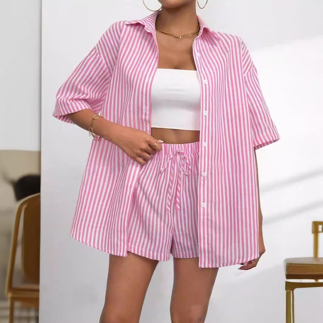 Damen lässiges Hemd und Shorts Set Amawinc