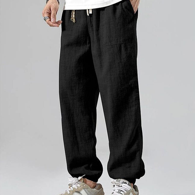 Pantalon Jogger Homme En Lin Mélangé Respirant Décontracté Léger Pour Détente Quotidienne