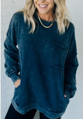 Damen Bequemer Oversized Sweatshirt mit Taschen Amawinc