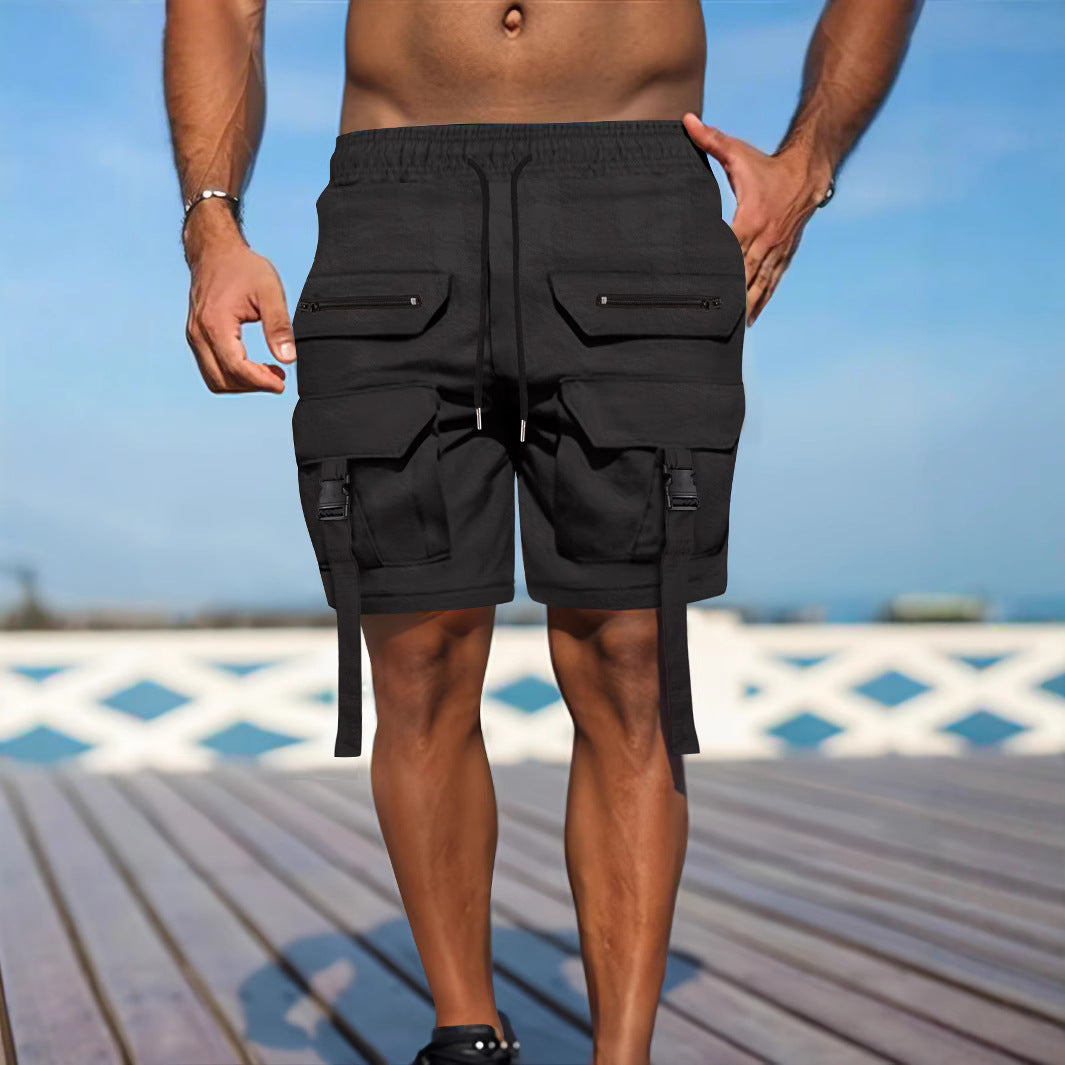 Shorts Utilitaires Homme Coupe Regular Mélange Coton à Poches Multiples Style Cargo Outdoor