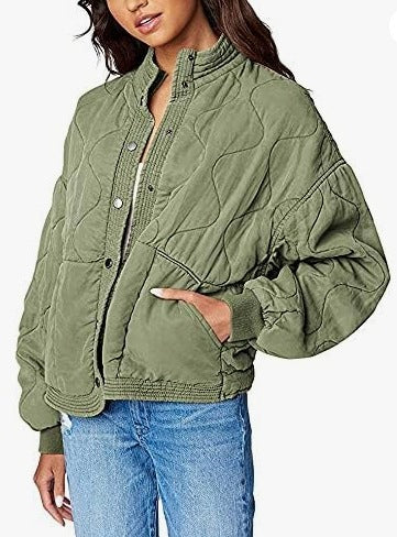 Damen modische Steppjacke mit hohem Kragen Amawinc