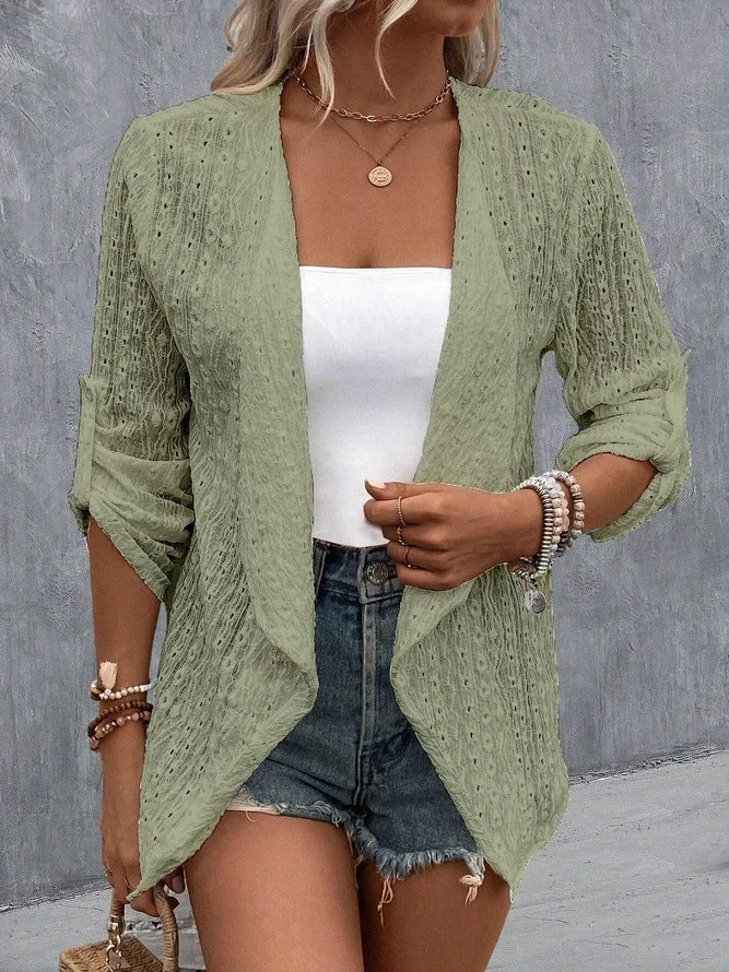 Cardigan Femme Crochet Ouvert Décontracté Style Bohème Pour Superposition Quotidienne Chic