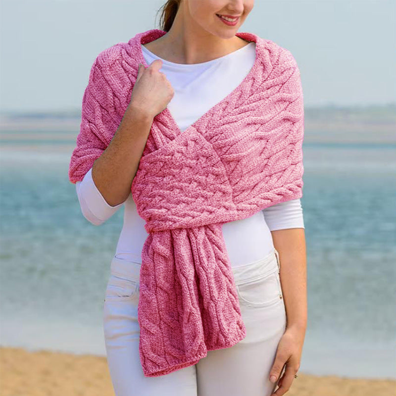 Damen Strickschal mit modernem Zopfmuster und vielseitigem Tragekomfort Amawinc