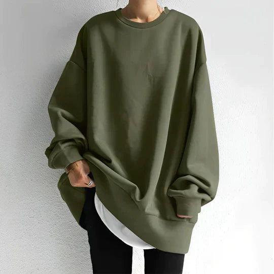 Damen-Sweatshirt mit extragroßem, mehrlagigem Saum