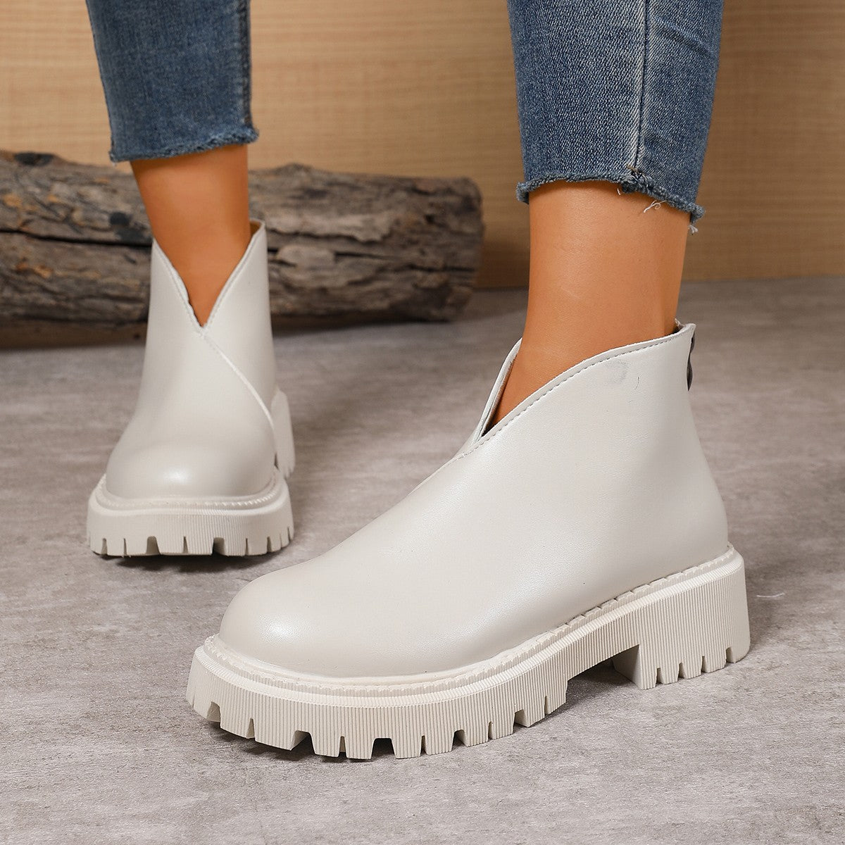 Damen Modische Chelsea-Boots mit trendigem Plateau und rutschfester Sohle Amawinc