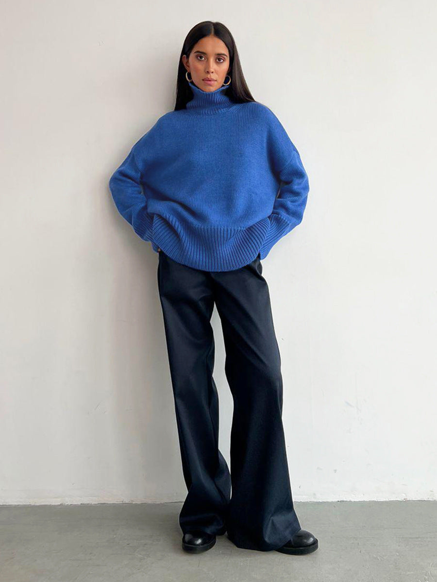 Damen Kuscheliger Rollkragenpullover aus hochwertiger Baumwollmischung mit lockerer Passform Amawinc