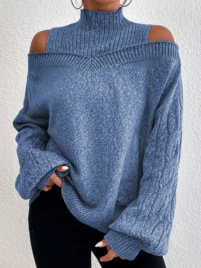 Pull Femme Épaule Dénudée Avec Décolleté Découpé En Tricot À Manches Longues Amawinc