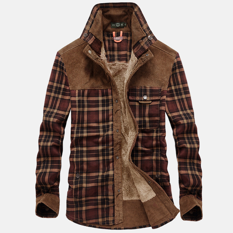 Flanelle Country Corduroy Doublure Sherpa Fleece Chemise Veste Chaude Lavable En Machine Ajustement Décontracté