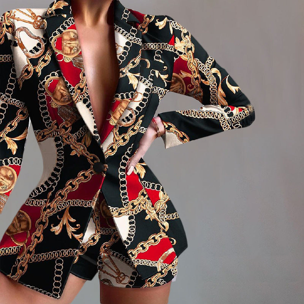 Veste Femme Coupe Ajustée Imprimé Léopard Revers À Pointe Manches Longues Idéale Pour Bureau Et Soirée