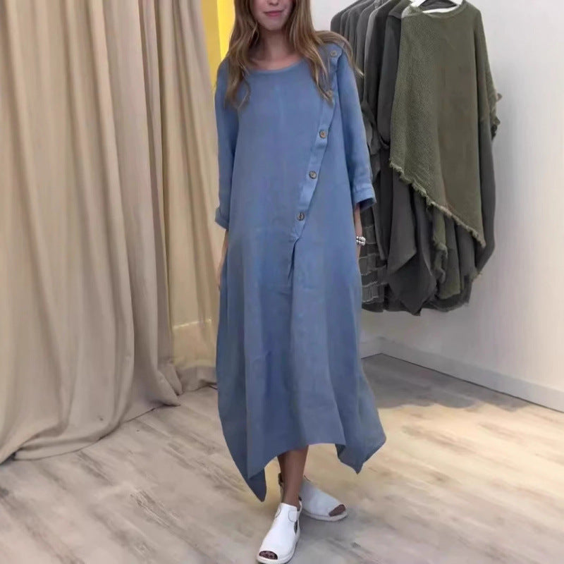 Fudus lässiges Rundhals-Langarmkleid