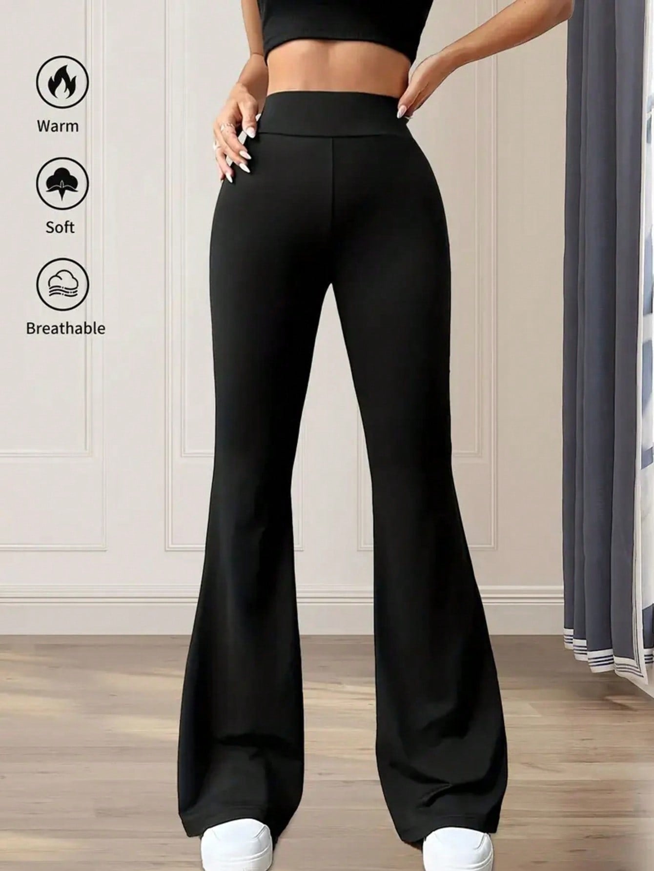 Damen elegante Bootcut-Hose mit hohem Bund und atmungsaktiver Funktion Amawinc