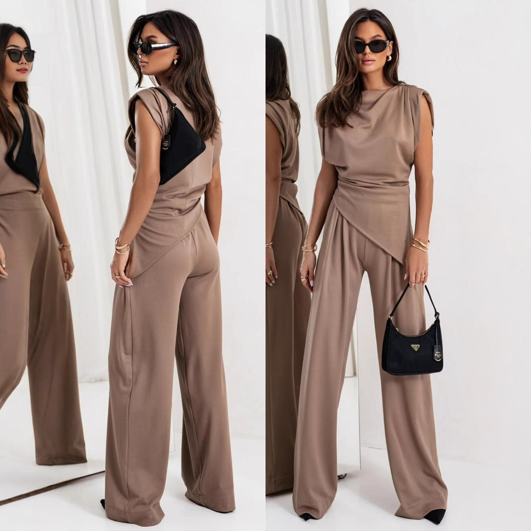 Damen eleganter Jumpsuit mit asymmetrischem Schnitt und hochmodernem Design Amawinc