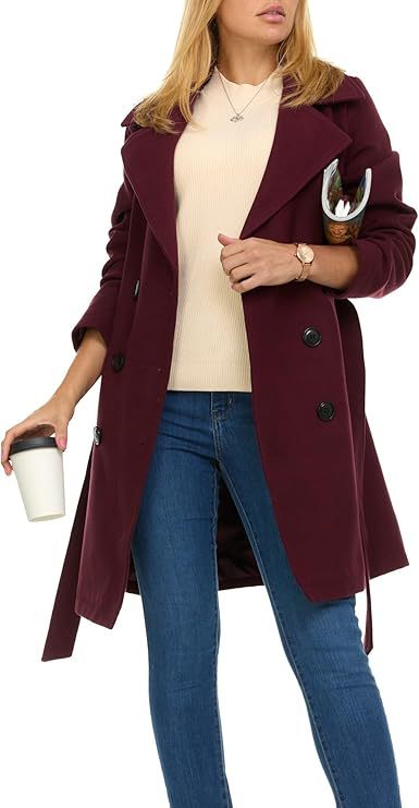 Damen Trenchcoat mit asymmetrischem Saum und breitem Kragen Amawinc