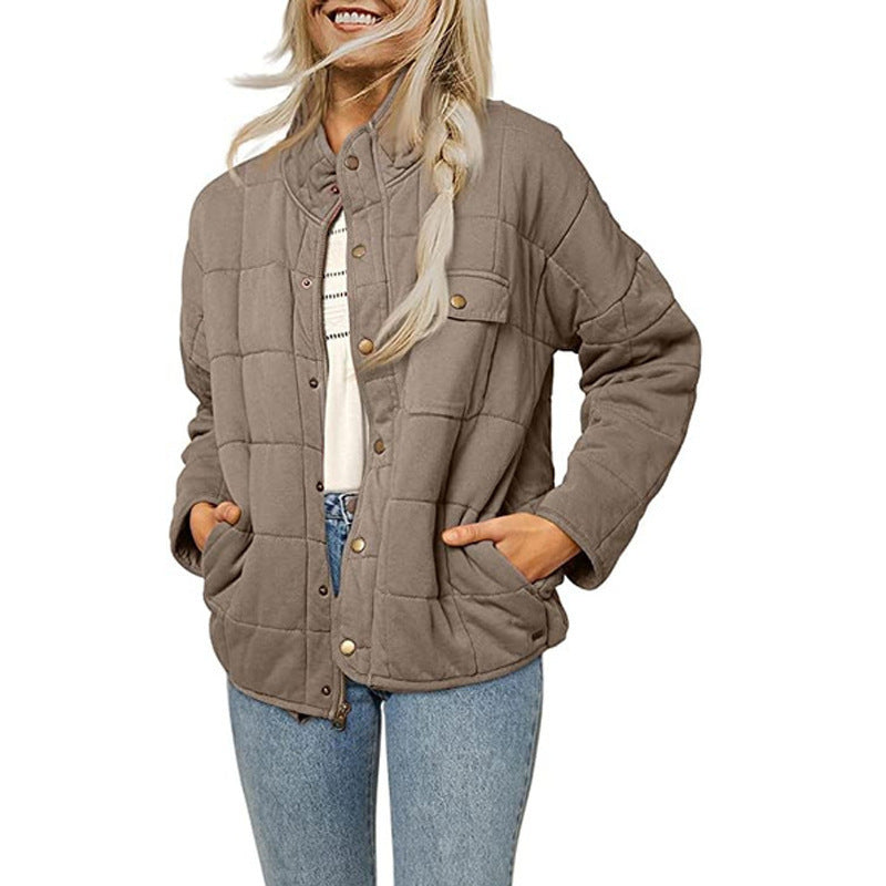 Damen Steppjacke mit dekorativem Knopf Amawinc