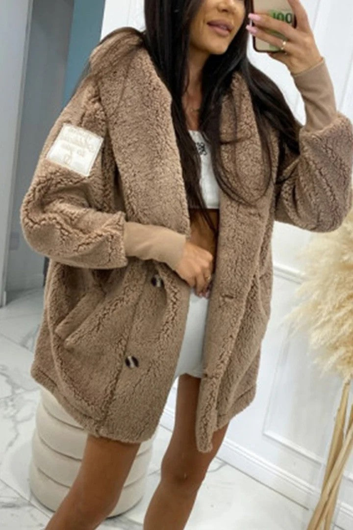 Damen Oversized Teddyjacke Amawinc