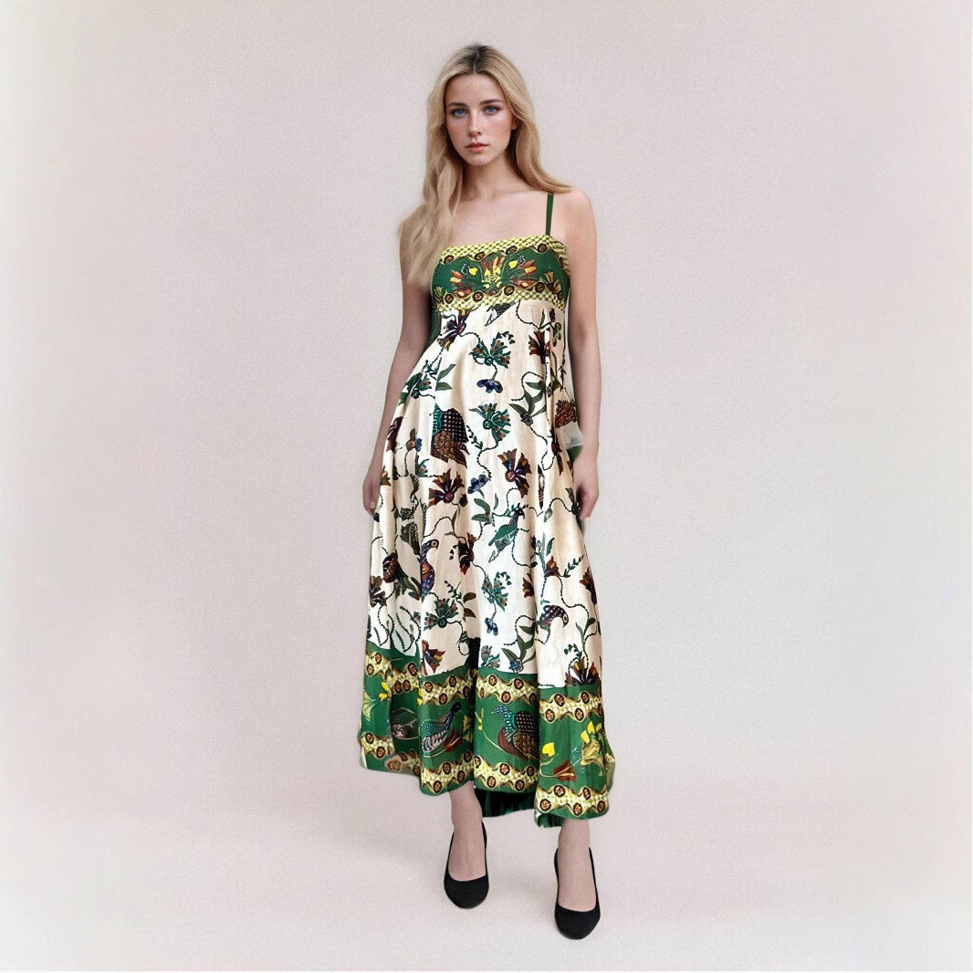 Robe Maxi Sans Bretelles Pour Femme À Taille Haute Fluide Imprimé Abstrait Vacances