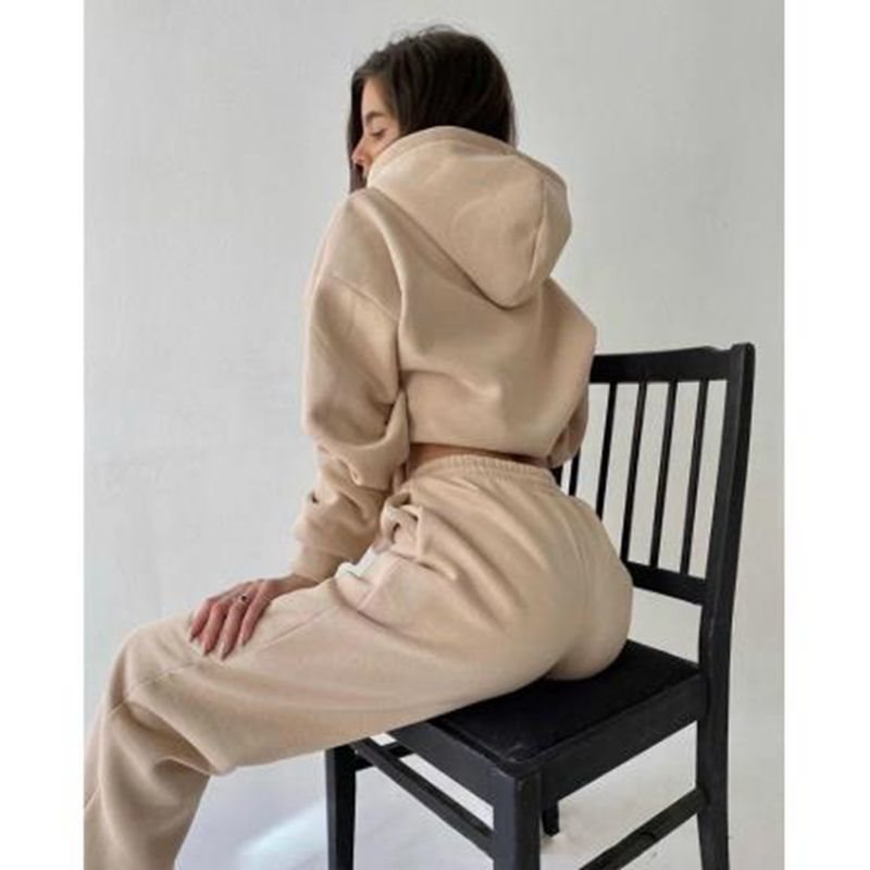 Damen lässiger Kapuzenpullover und Jogginghose Set Amawinc