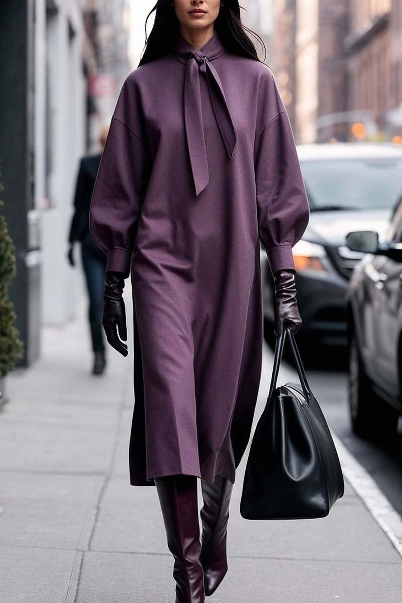 Damen Modisches Maxikleid mit elegantem Kragen und schmeichelndem Schnitt Amawinc