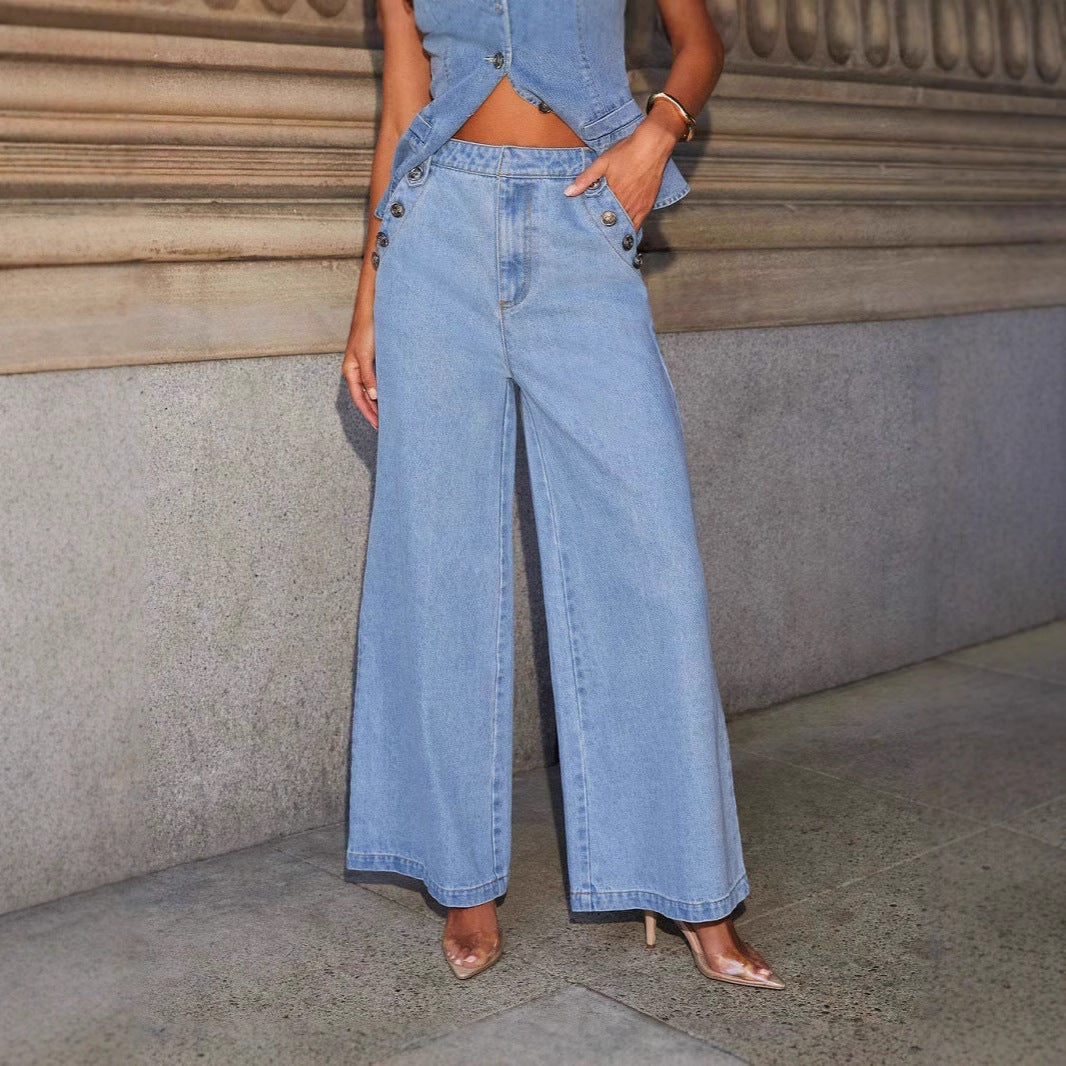 Veste en Jean Femme Coupe Tailleur Avec Fermeture Par Boutons Longueur Taille Ajustée Pour Un Style Classique Moderne