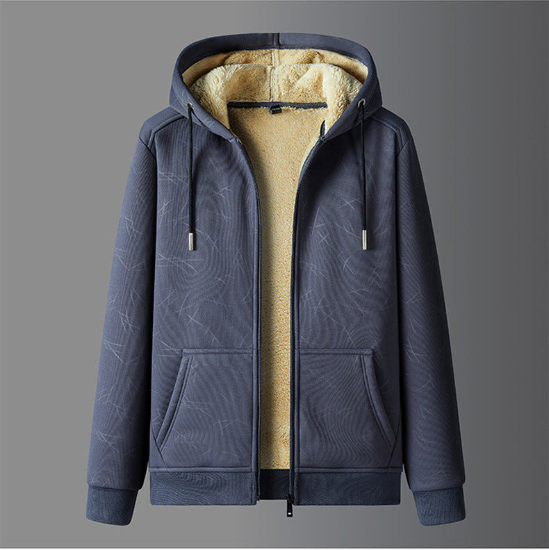 Veste Homme Fleece Capuche Zip Intégral Sherpa Doublure Chaude Pour Hiver Amawinc