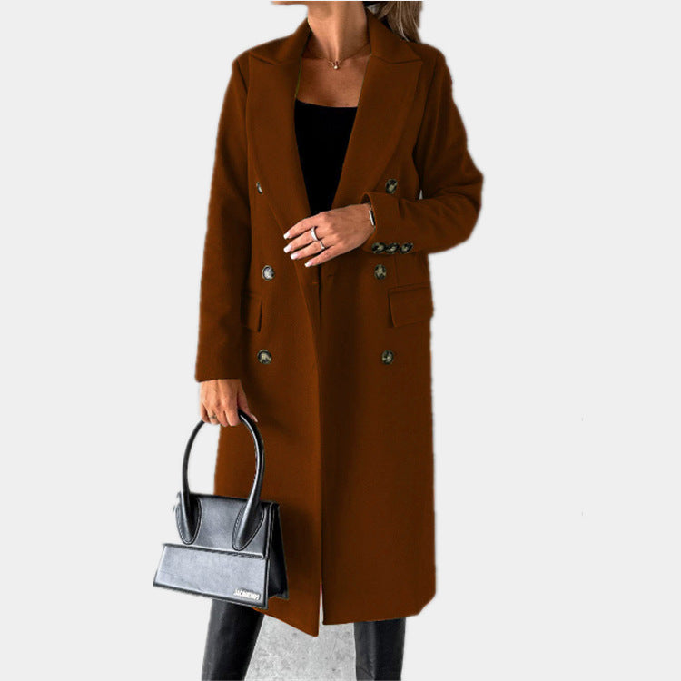 Damen Eleganter und zeitloser Trenchcoat mit doppelter Knopfleiste und praktischen Taschen Amawinc