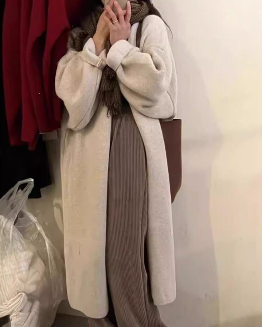 Manteau Cardigan Femme Oversize En Maille De Laine À Ouverture Drapée Et Longueur Maxi