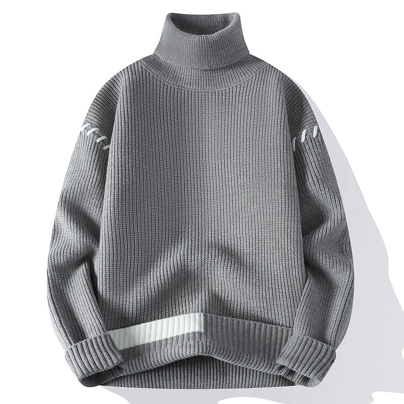 Damen Grober Rollkragenpullover mit dekorativen Ärmeldetails Amawinc