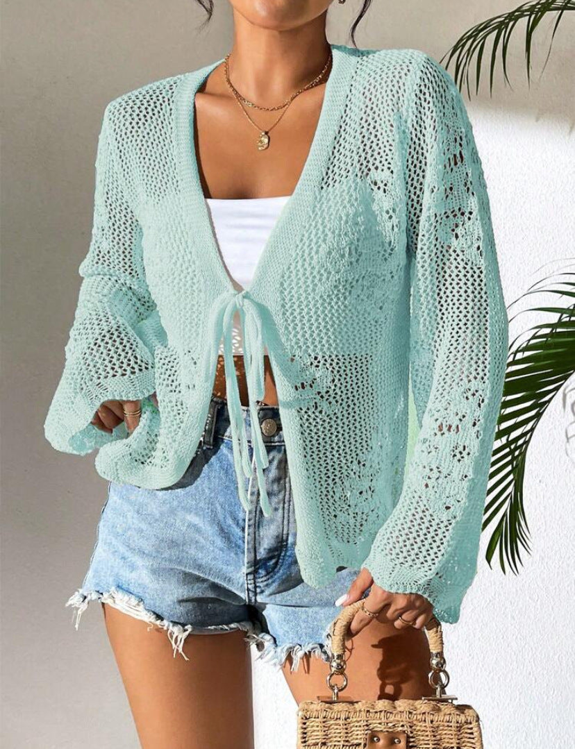 Cardigan Femme Amawinc Léger En Maille Coupe Ample Ouverture Devant Manches Longues Pour Printemps Été