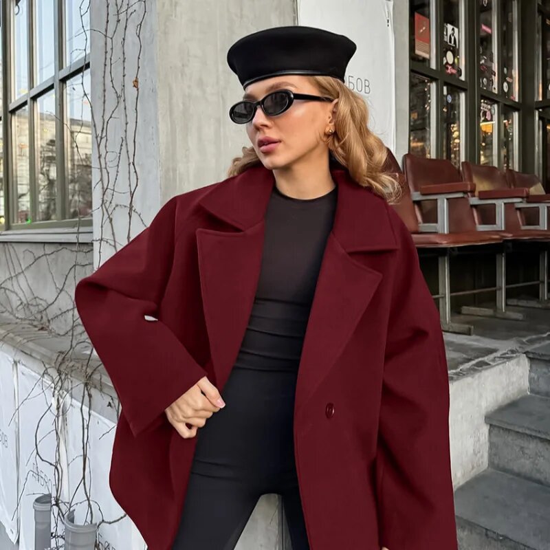 Damen Modische Wickeljacke aus hochwertigem Material mit taillierbarem Gürtel Amawinc