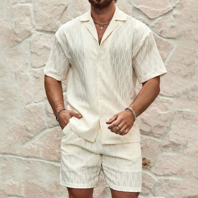 Ensemble Homme T Shirt À Manches Courtes Et Short En Coton Léger, Coupe Décontractée, 2 Pièces Été