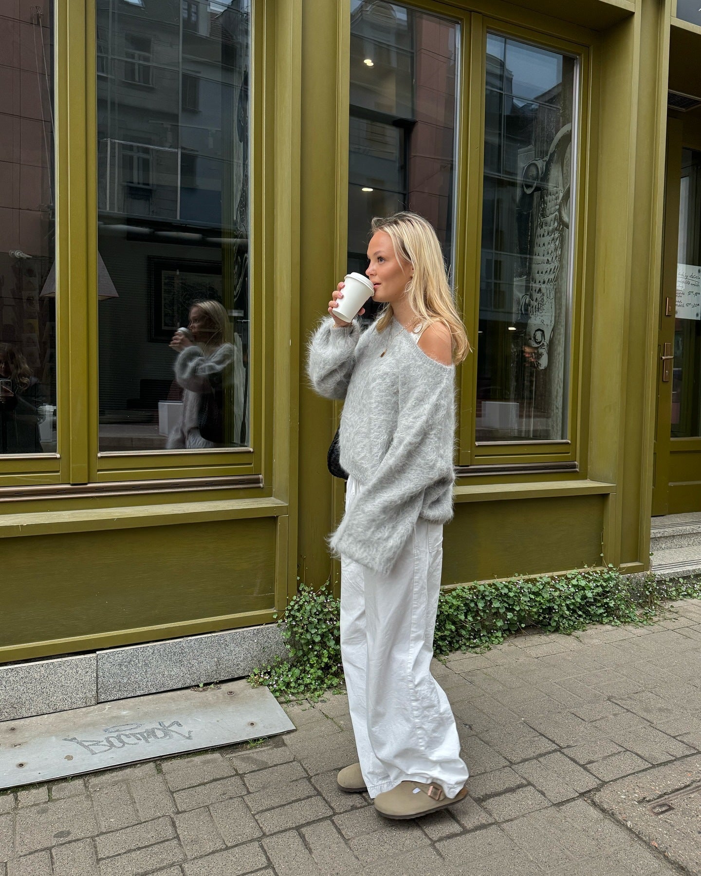 Damen Weicher Pullover aus Mohair-Mix mit oversized Ärmeln Amawinc