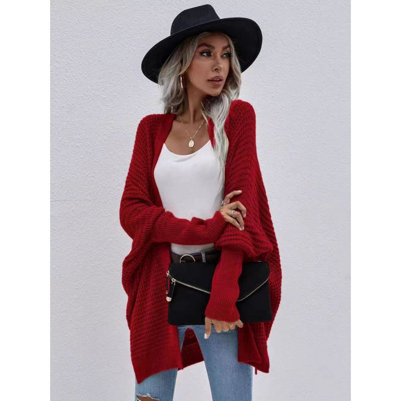 Damen luftige Strickjacke mit offenes Design und feiner Maschenstruktur Amawinc