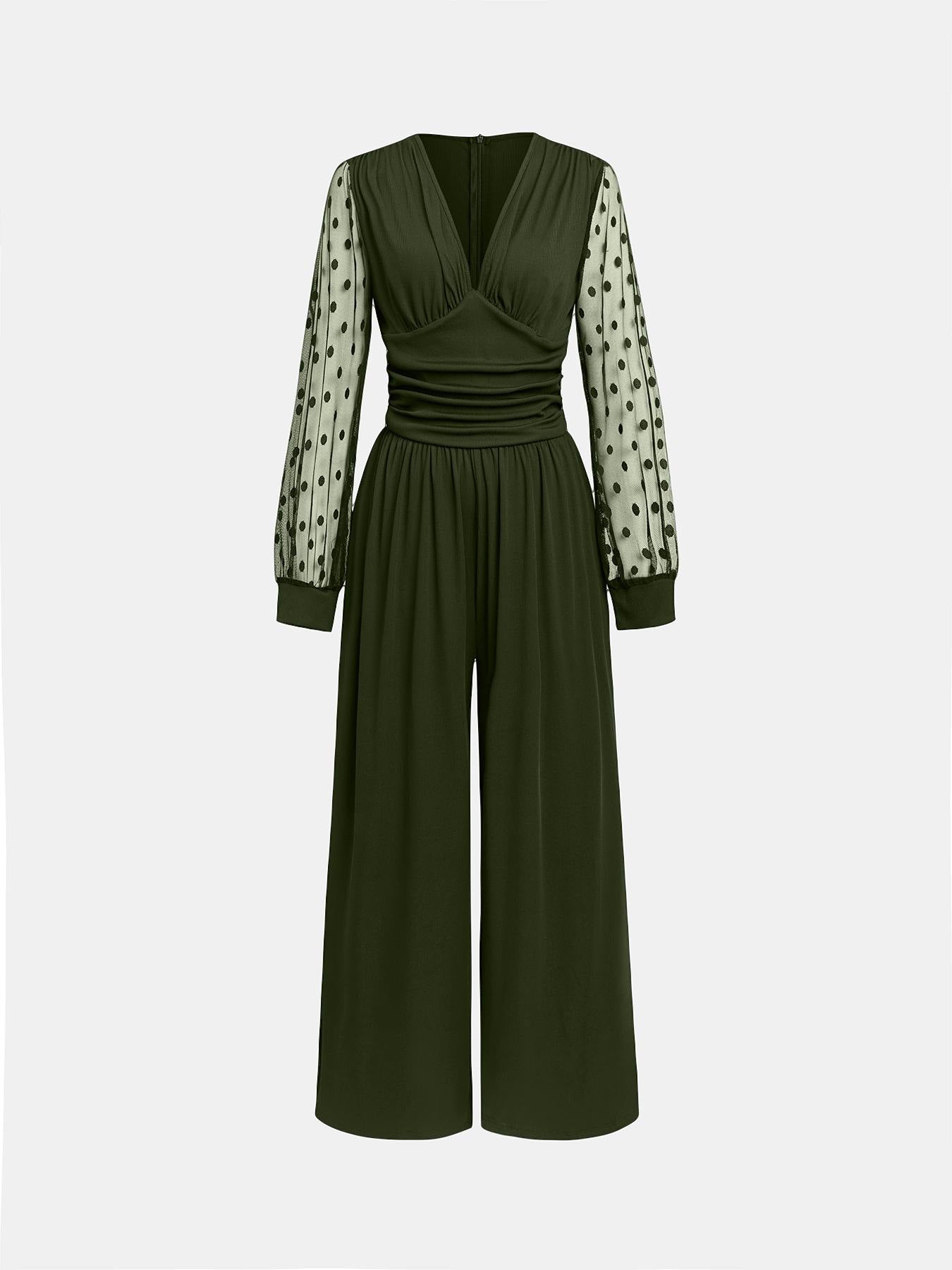 Damen Overall mit transparenten Puffärmeln Amawinc