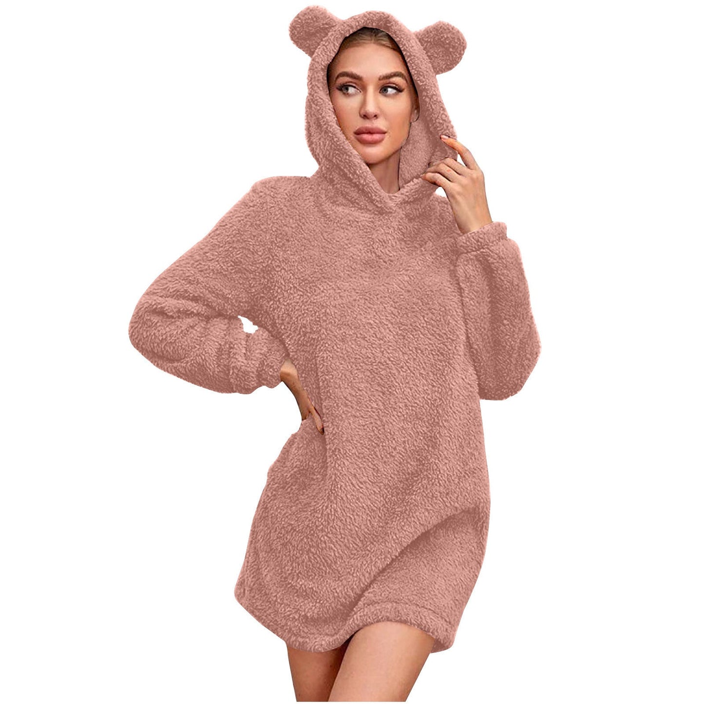 Damen Kuscheliger Hoodie mit Bärenohren Amawinc