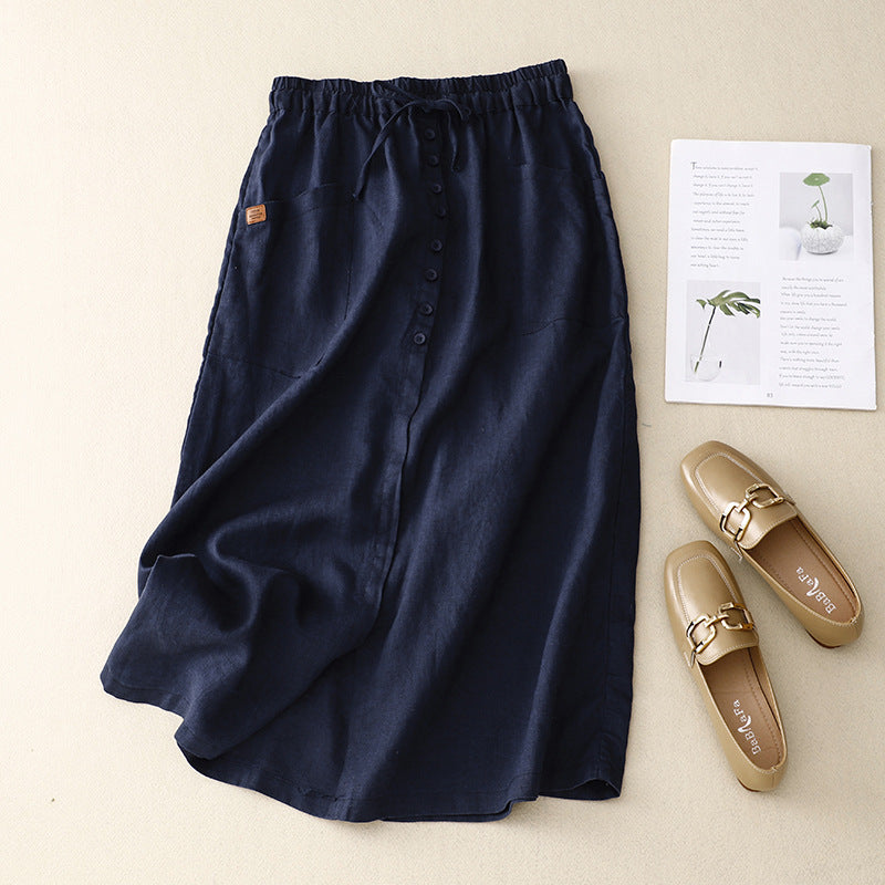 Jupe Femme A-Line En Fibres Naturelles, Mi-Longueur Avec Taille À Cordon Et Poches De Nordic Flair